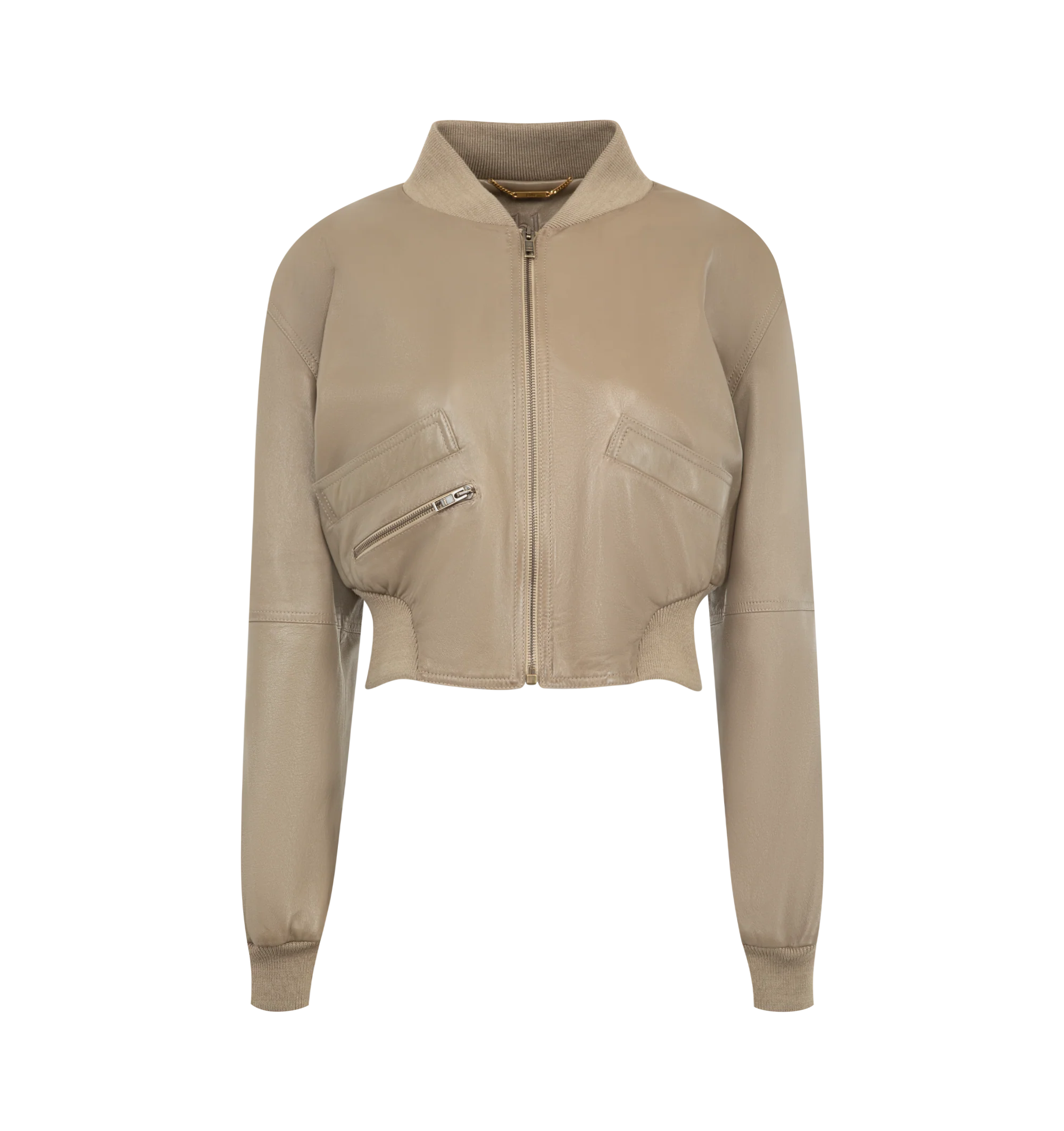 CROPPED LEATHER BOMBER JACKET (WOMENS)