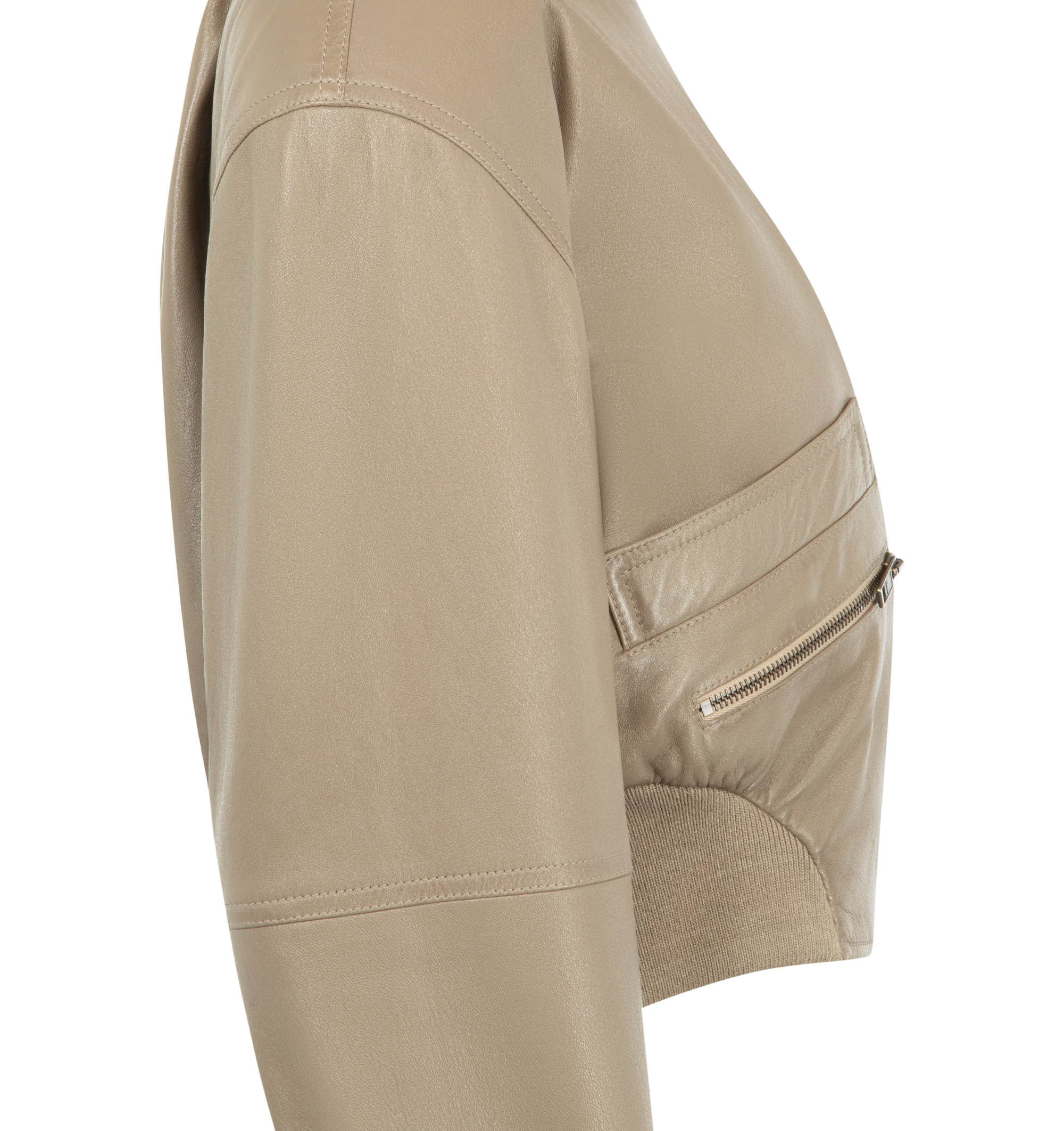 CROPPED LEATHER BOMBER JACKET (WOMENS) - Image 3
