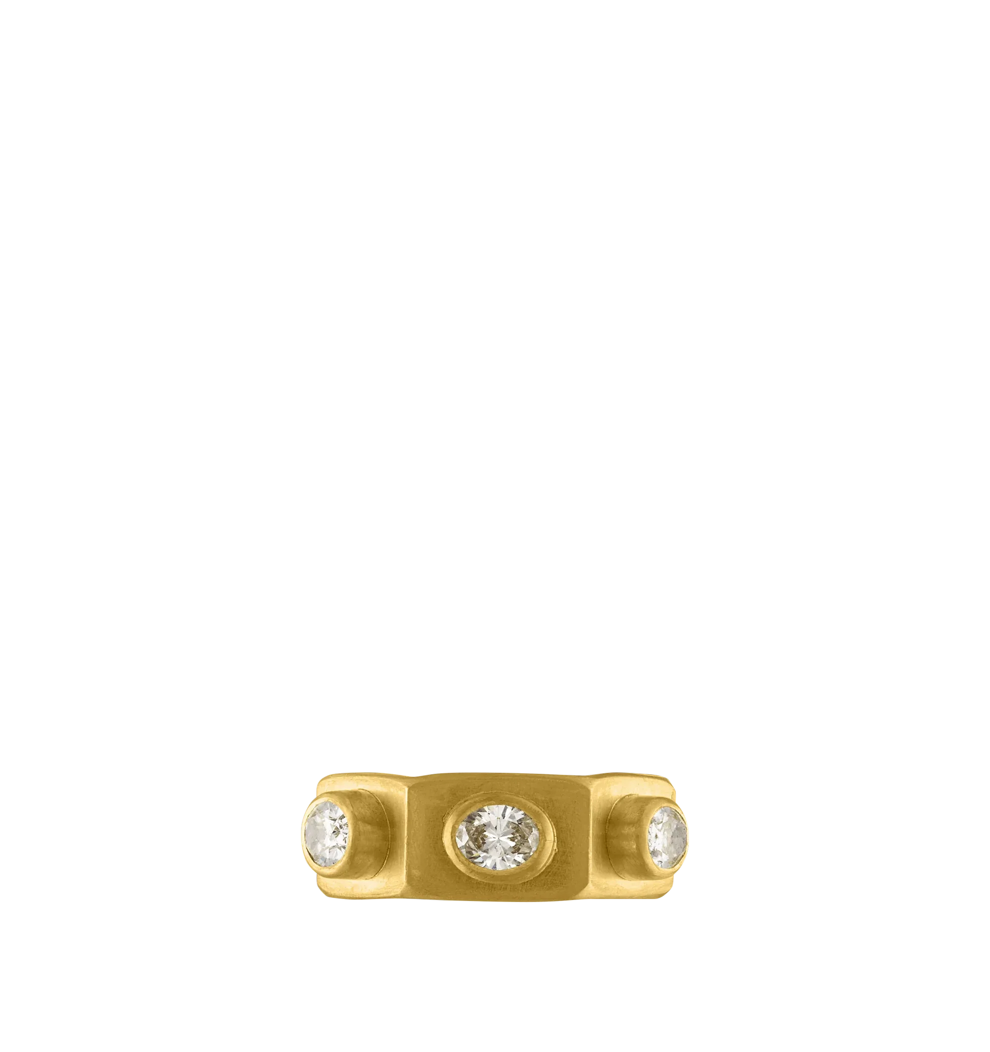 OVAL FACETED HEXAGONAL DIAMOND RUIN RING - Image 2
