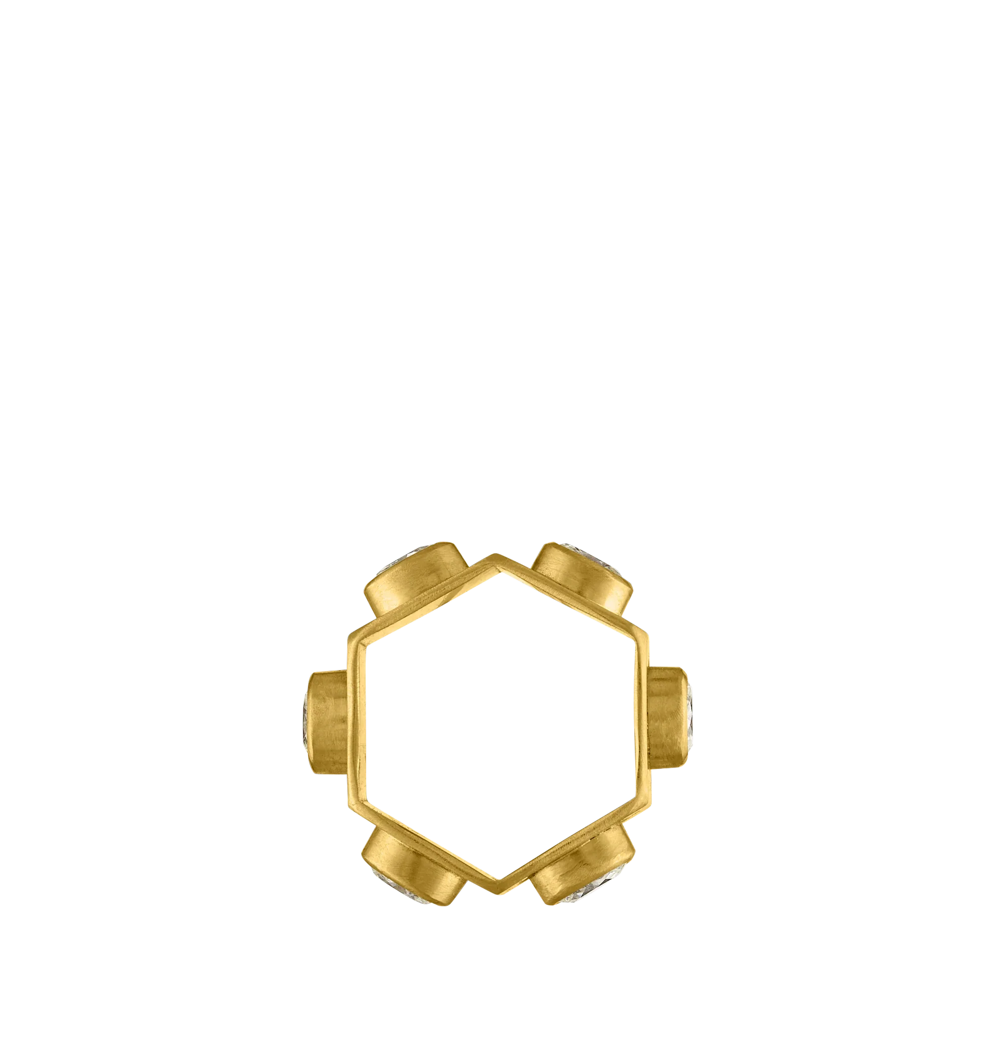 OVAL FACETED HEXAGONAL DIAMOND RUIN RING - Image 3