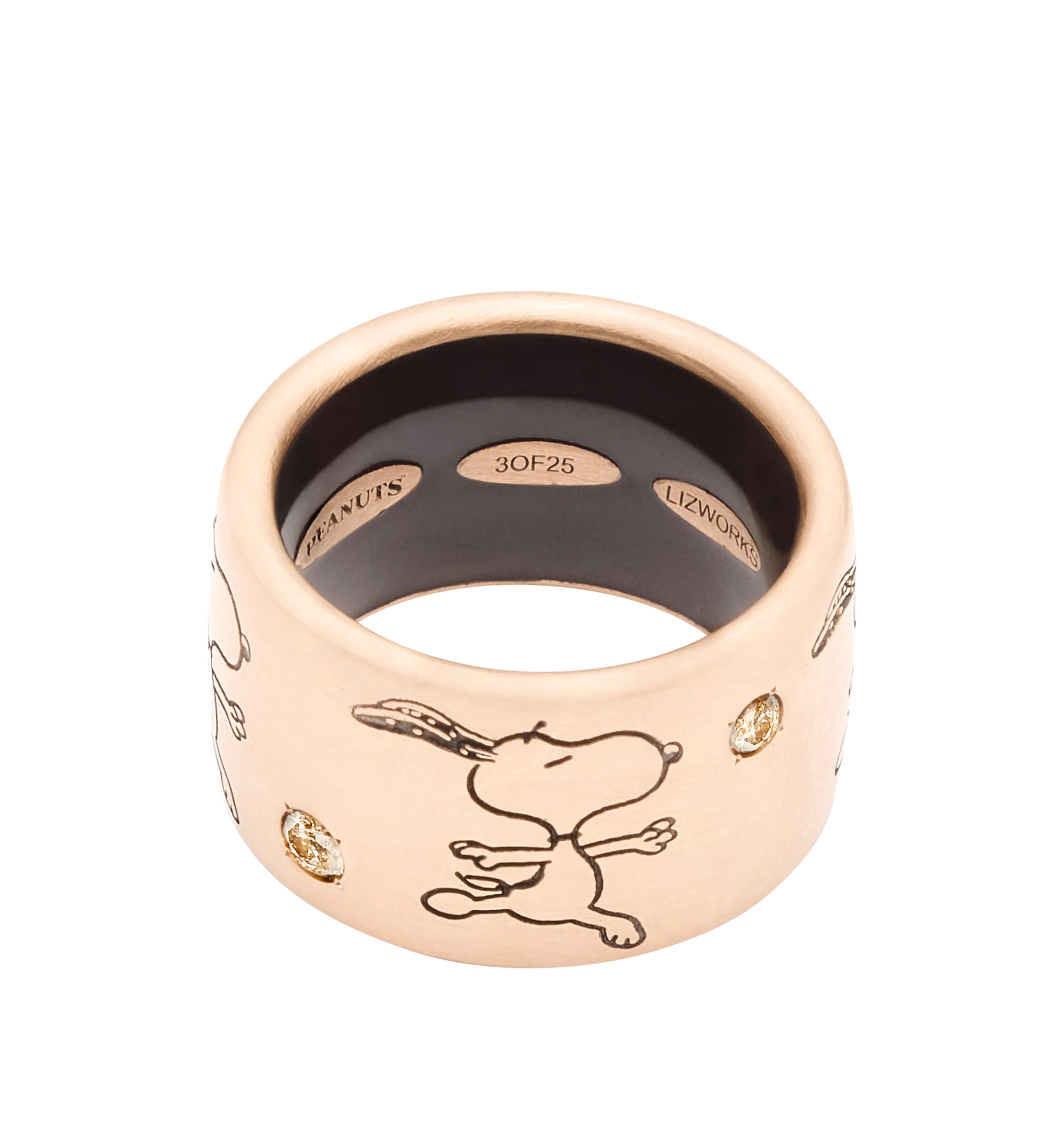 PEANUTS BALLERINA SNOOPY ROSE GOLD STRIP RING BAND - Image 2