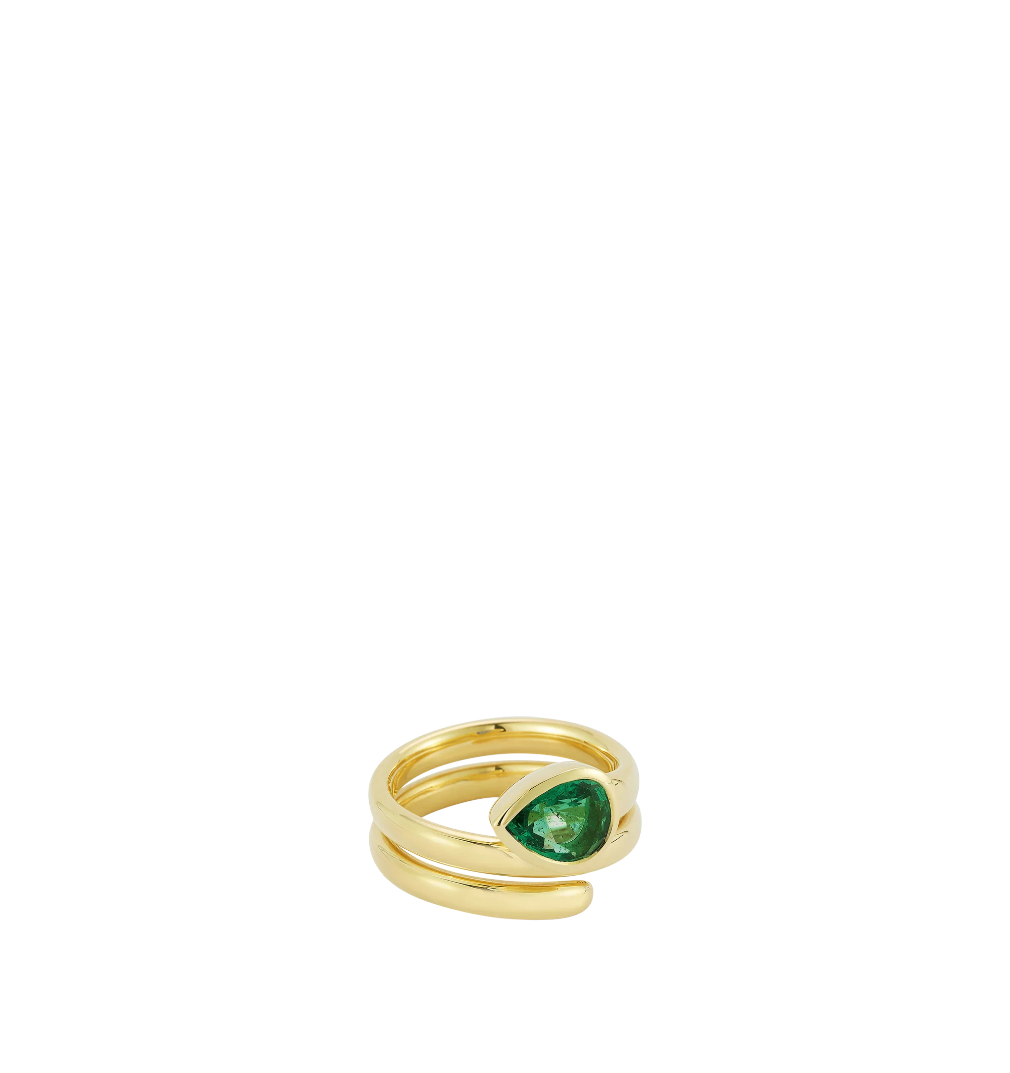 PRIVE EMERALD PEAR COIL RING