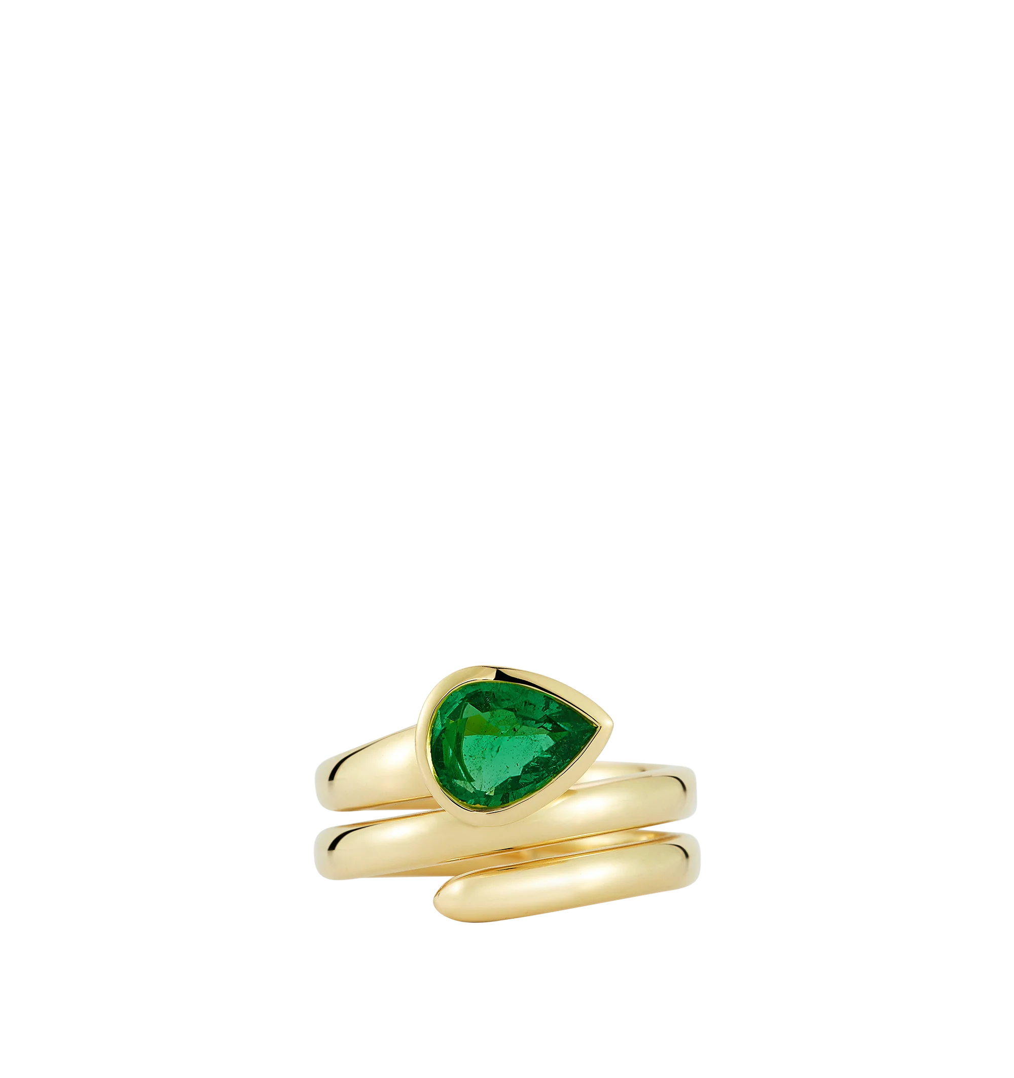 PRIVE EMERALD PEAR COIL RING - Image 2