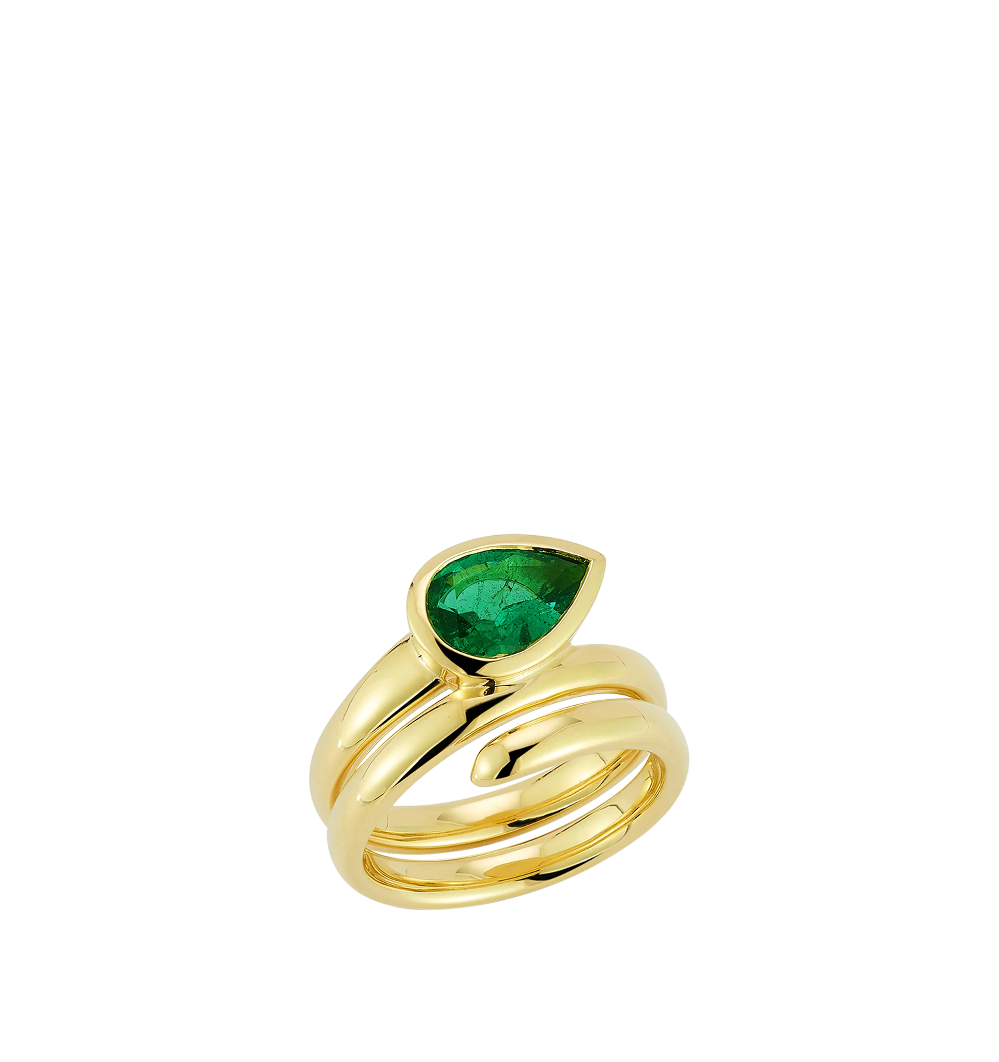 PRIVE EMERALD PEAR COIL RING - Image 3